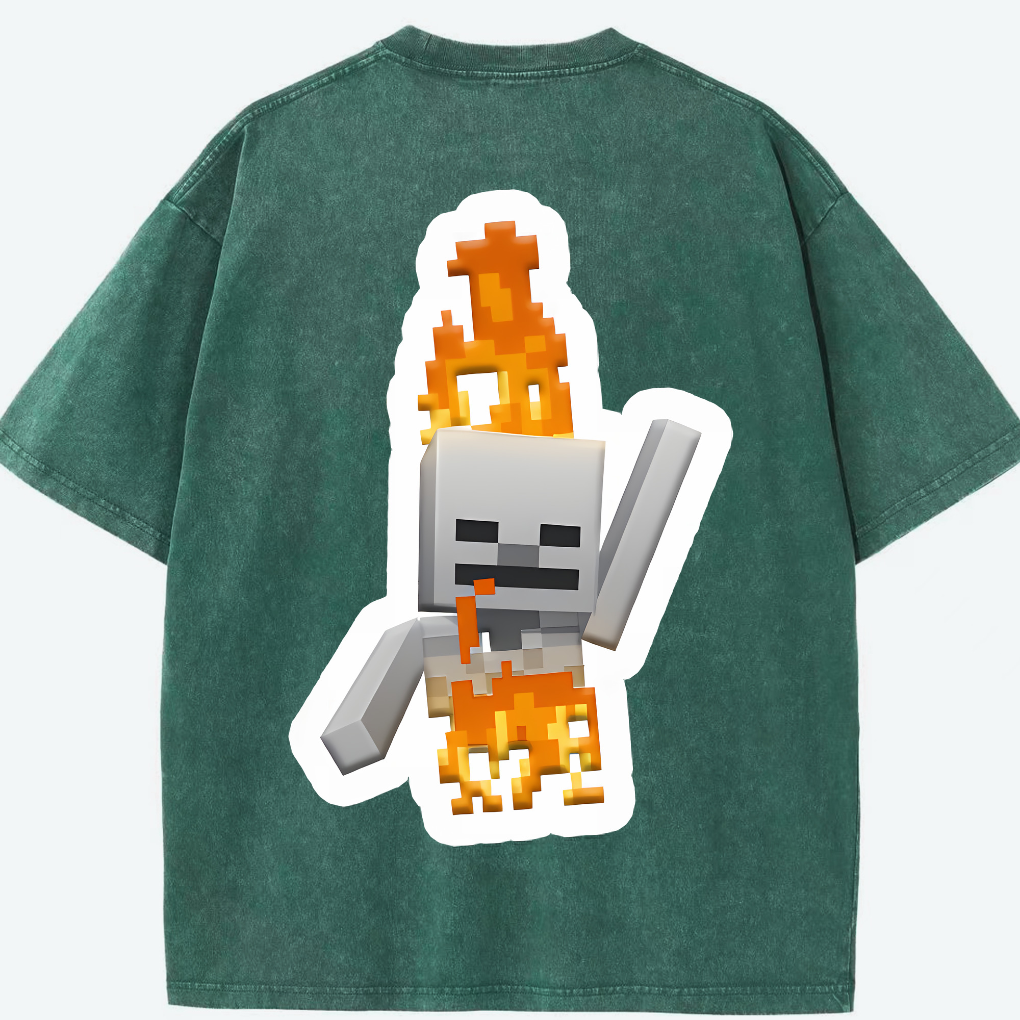 （画像用） マインクラフト ブロックの世界 Minecraft MC Block world 綿100% ヴィンテージ風 半袖Tシャツ（背面プリント）